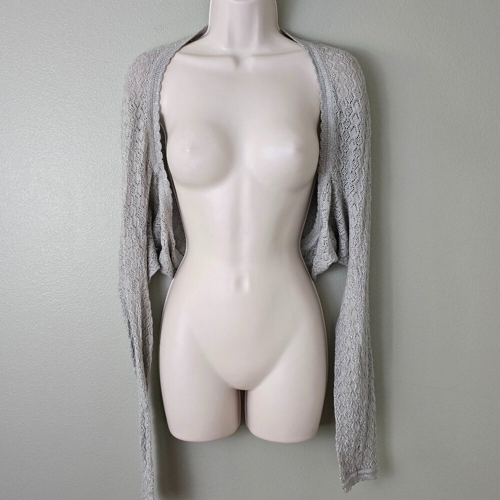 Express Silver Lace Crop Shrug